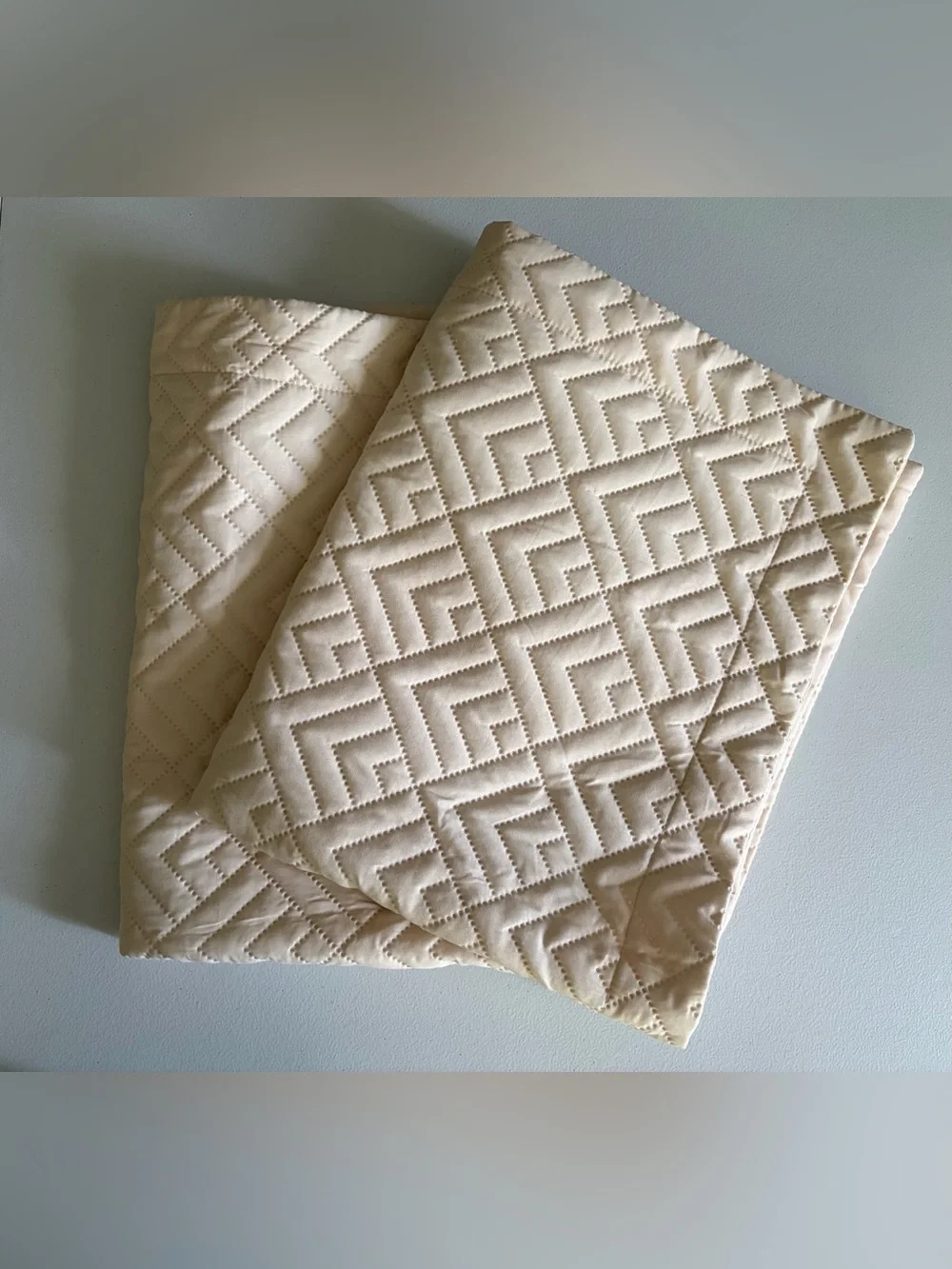 Queen Pillow Shams Set of 2 Beige Quilted Geometric Neutral Bedding